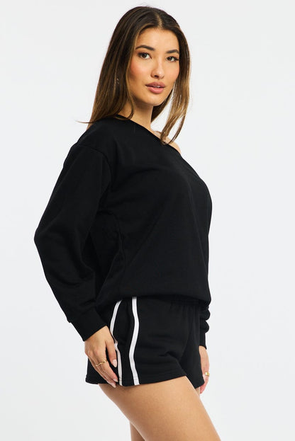 Black Off Shoulder Sweater Long Sleeve