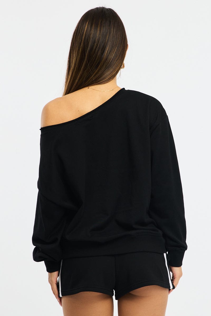 Black Off Shoulder Sweater Long Sleeve