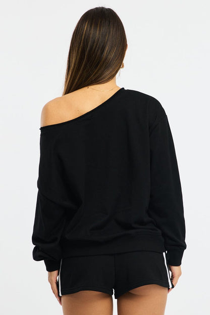 Black Off Shoulder Sweater Long Sleeve