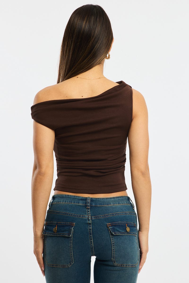 Brown Off Shoulder Top