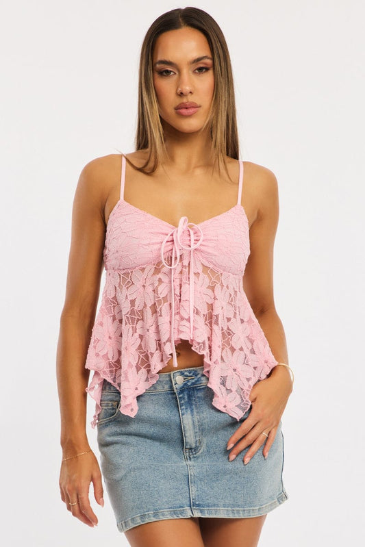 Pink Singlet Top Lace