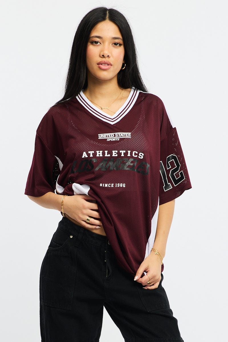 Red Sport Tee Short Sleeve
